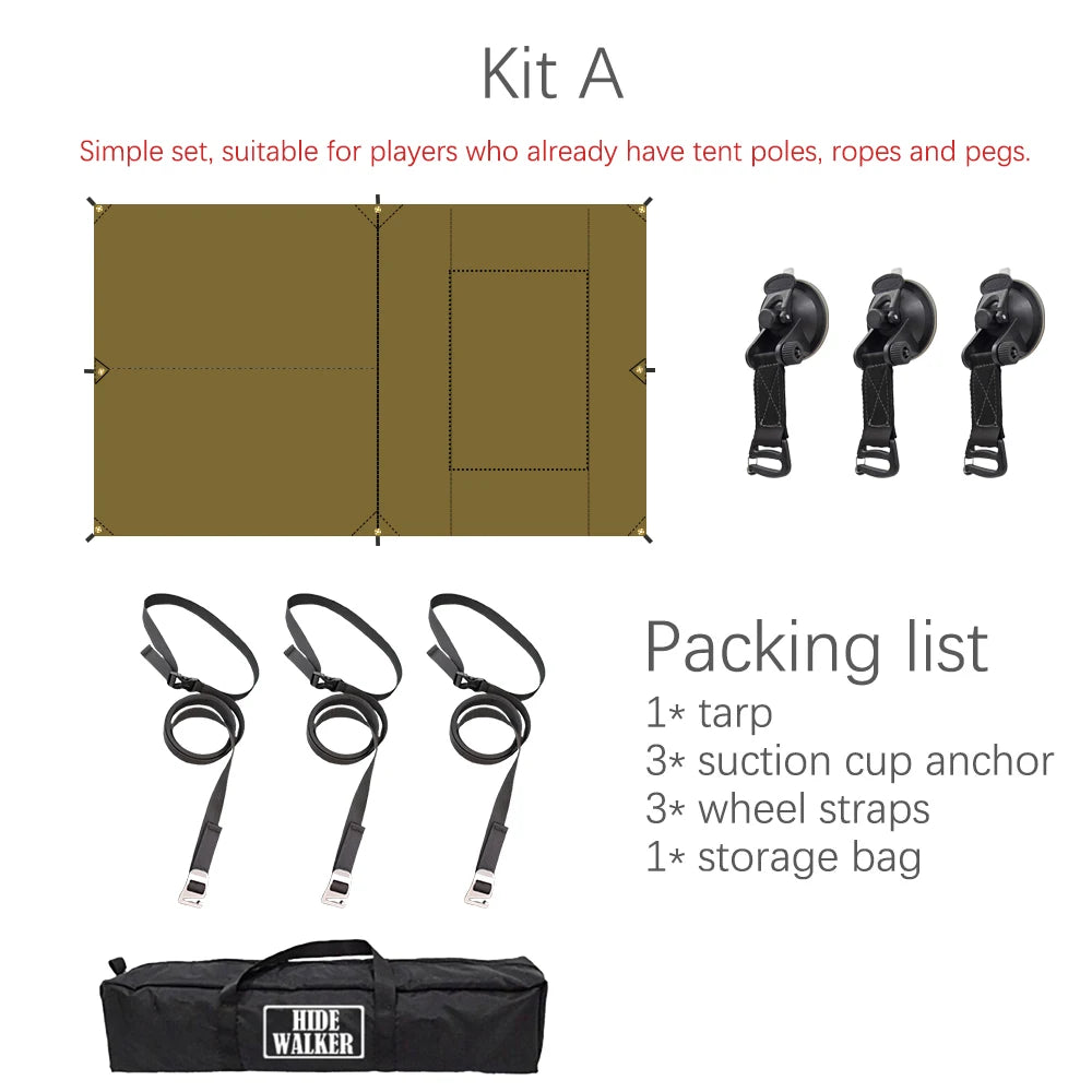 Car Side Awning Tent 3 x 5, Waterproof Camping Tarp