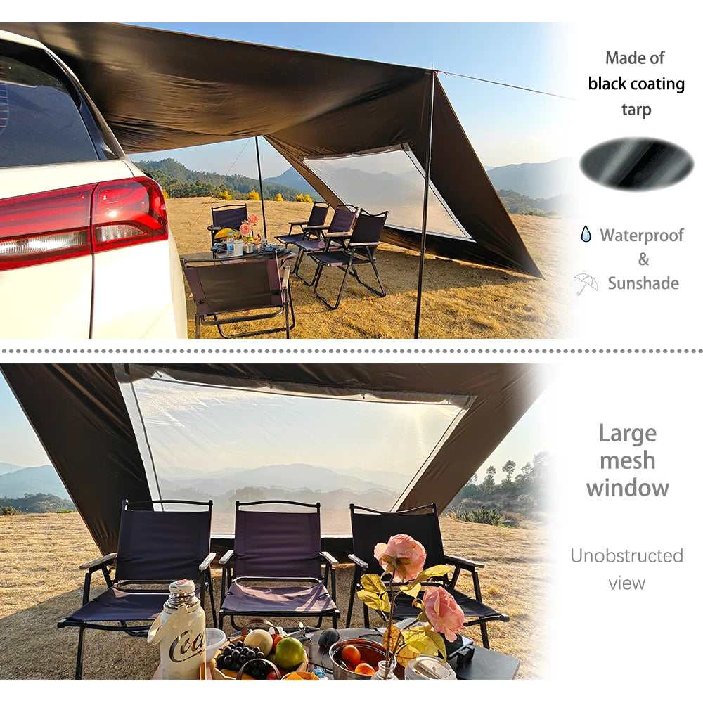 Car Side Awning Tent 3 x 5, Waterproof Camping Tarp