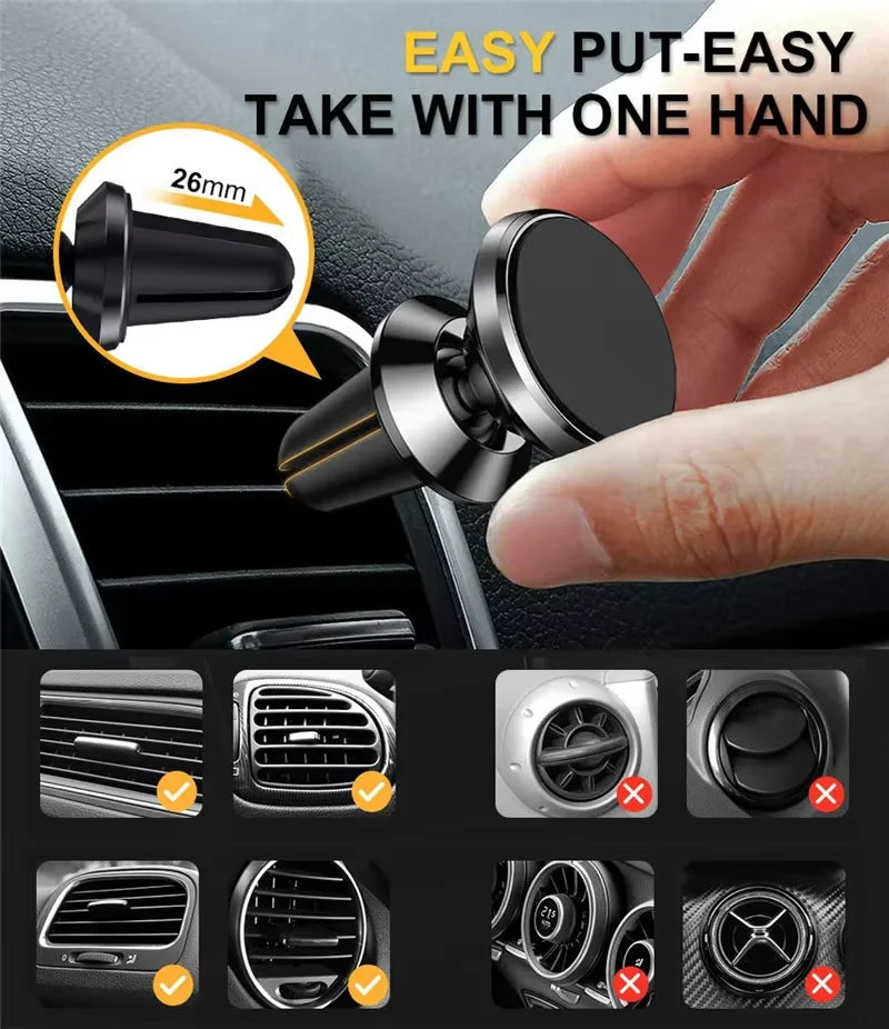 Magnetic Car Phone Holder with Air Vent Clip