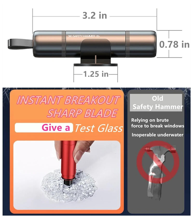 2-in-1 Car Safety Hammer & Seat Belt Cutter