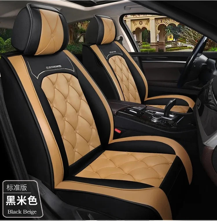 Leather Diamond-Stitch Full Set Car Seat Covers