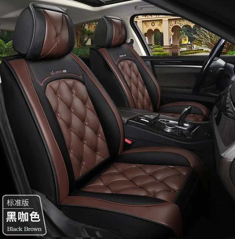 Leather Diamond-Stitch Full Set Car Seat Covers