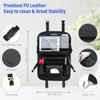 PU Leather Seat Back Organizer with Foldable Table Tray