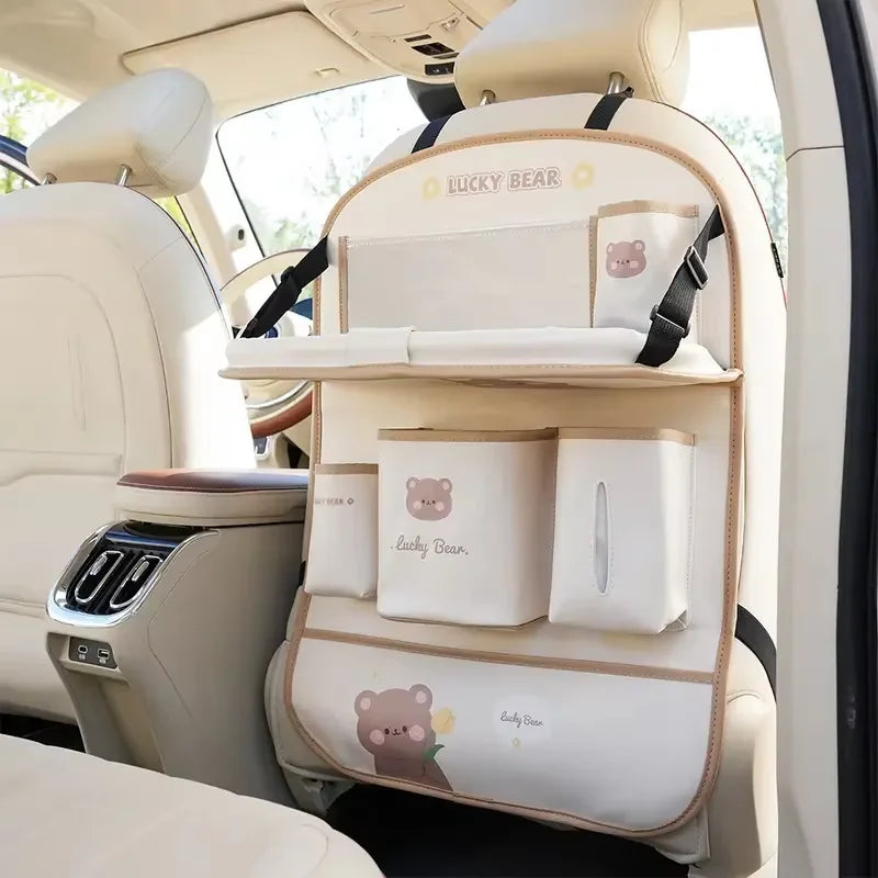 Leather Deluxe Car Seat Back Organizer, Multi-Function