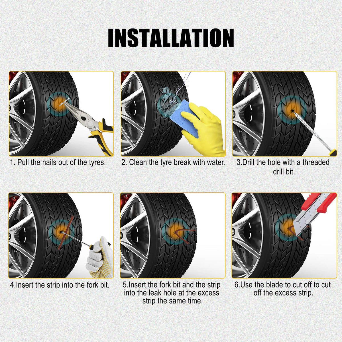 42-Piece Car Tire Repair Kit for Punctures