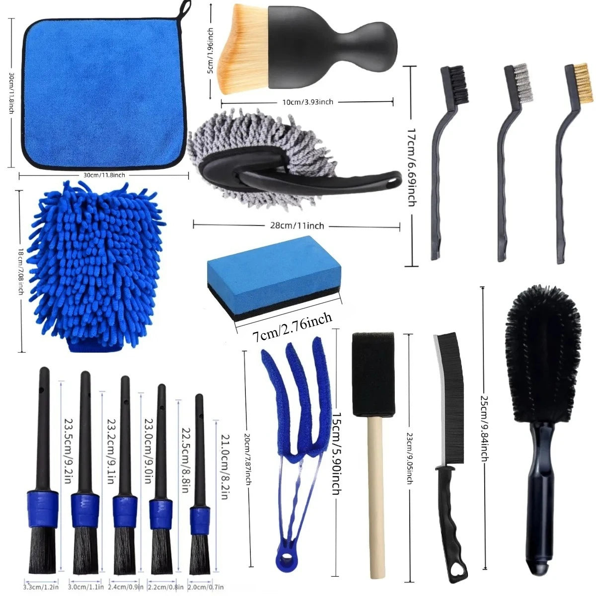16/20-Piece Car Cleaning Brush Set for Vents & Seams