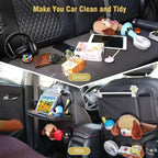 PU Leather Seat Back Organizer with Foldable Table Tray