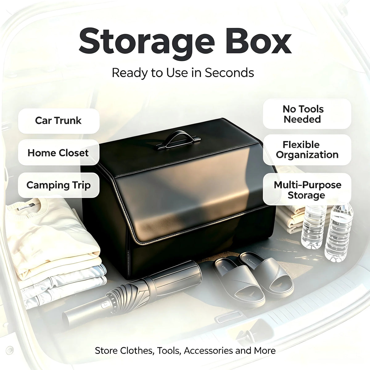 Collapsible PU Leather Car Trunk Storage Box