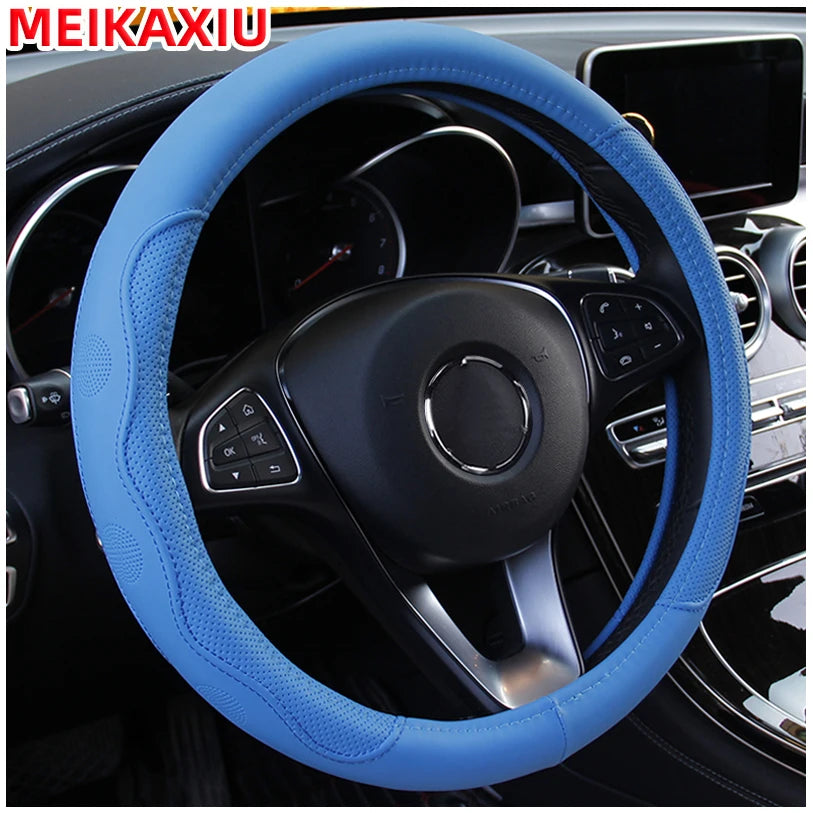 38cm PU Leather Steering Wheel Cover