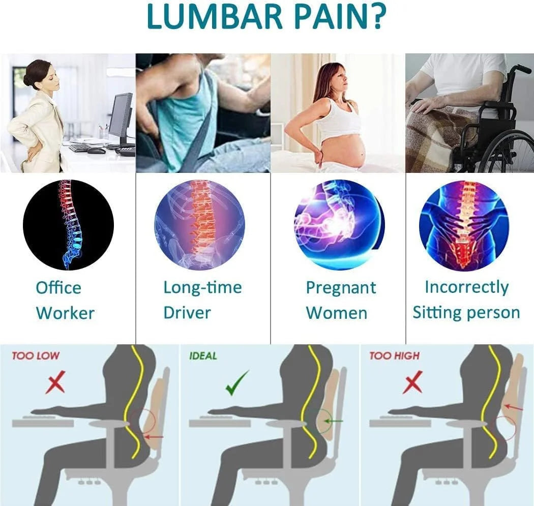 Car Seat Lumbar Support Cushion with Rebound Foam