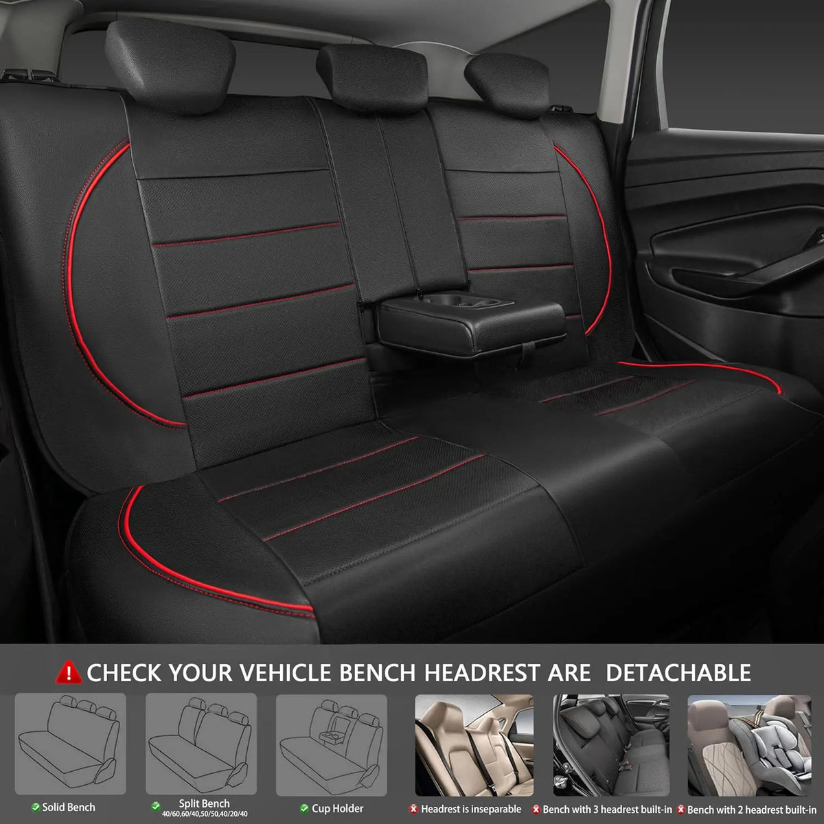 Universal Leather-Look Car Seat Covers, Breathable