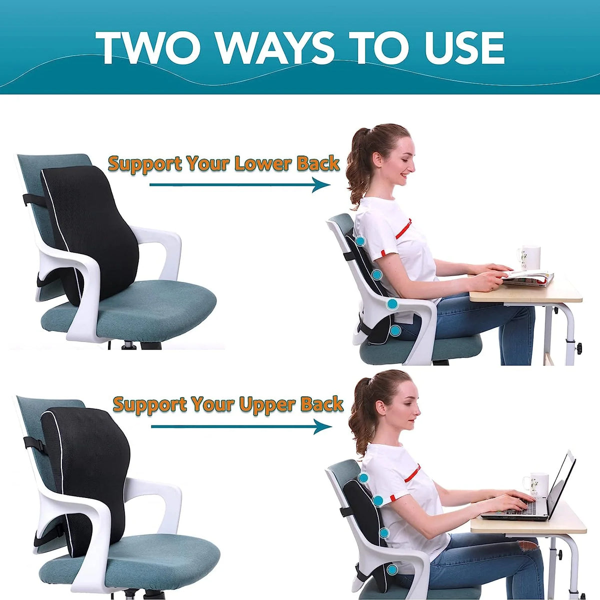 Car Seat Lumbar Support Cushion with Rebound Foam