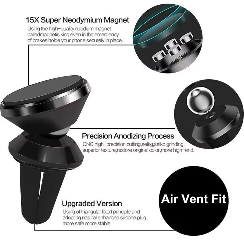 Magnetic Car Phone Holder with Air Vent Clip